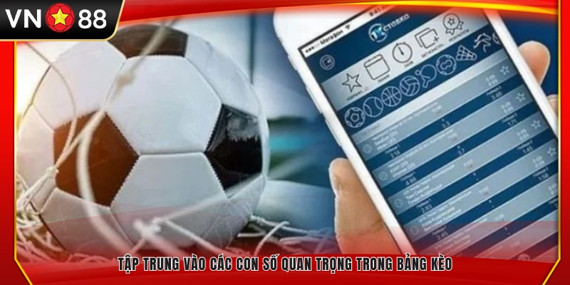 Chú ý những thông số chính trên bảng kèo để đặt cược