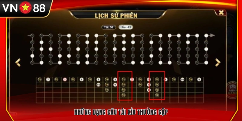 Các mẫu cầu Tài Xỉu phổ biến mà người chơi hay gặp